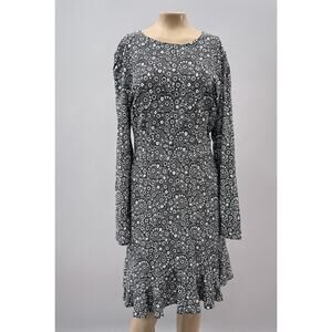 Boden Dress Women US 16/18R Black Dotty Daisy Long Sleeve Flippy Mini Cottage